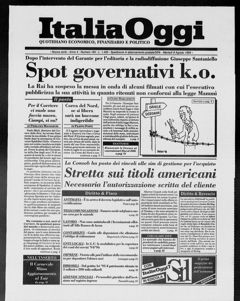 Italia oggi : quotidiano di economia finanza e politica